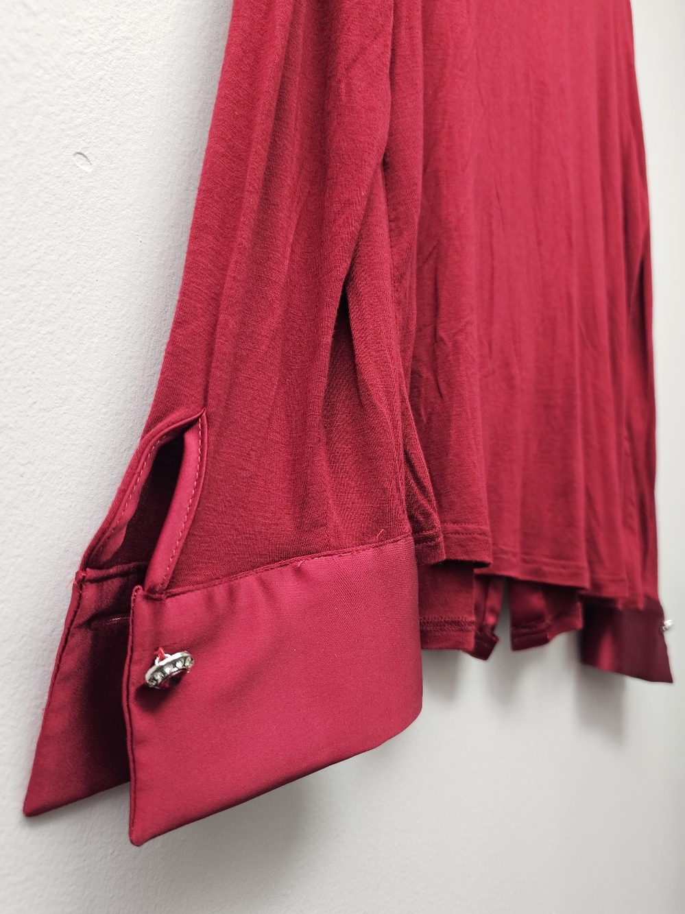 Red Button-Down Blouse With Embellish Buttons - Picture 4 of 8